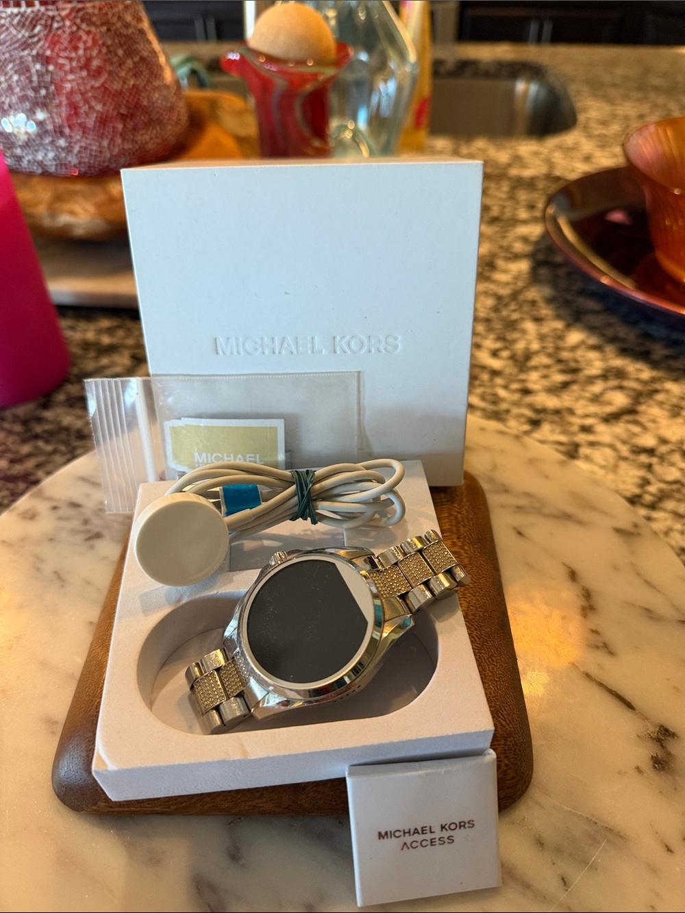 Michael Kors Silver and Black Smartwatch with Charging Dock